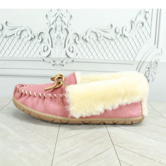 L.L. Bean Shoes - LL Bean Women's Pink Suede Wicked Good Shearling Lined Moccasin Slippers 8 M